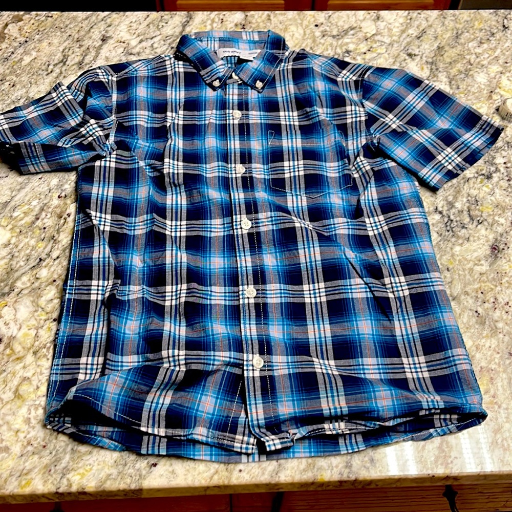 Old Navy Boy’s Blue Plaid Button Up Shirt Size Large 10-12